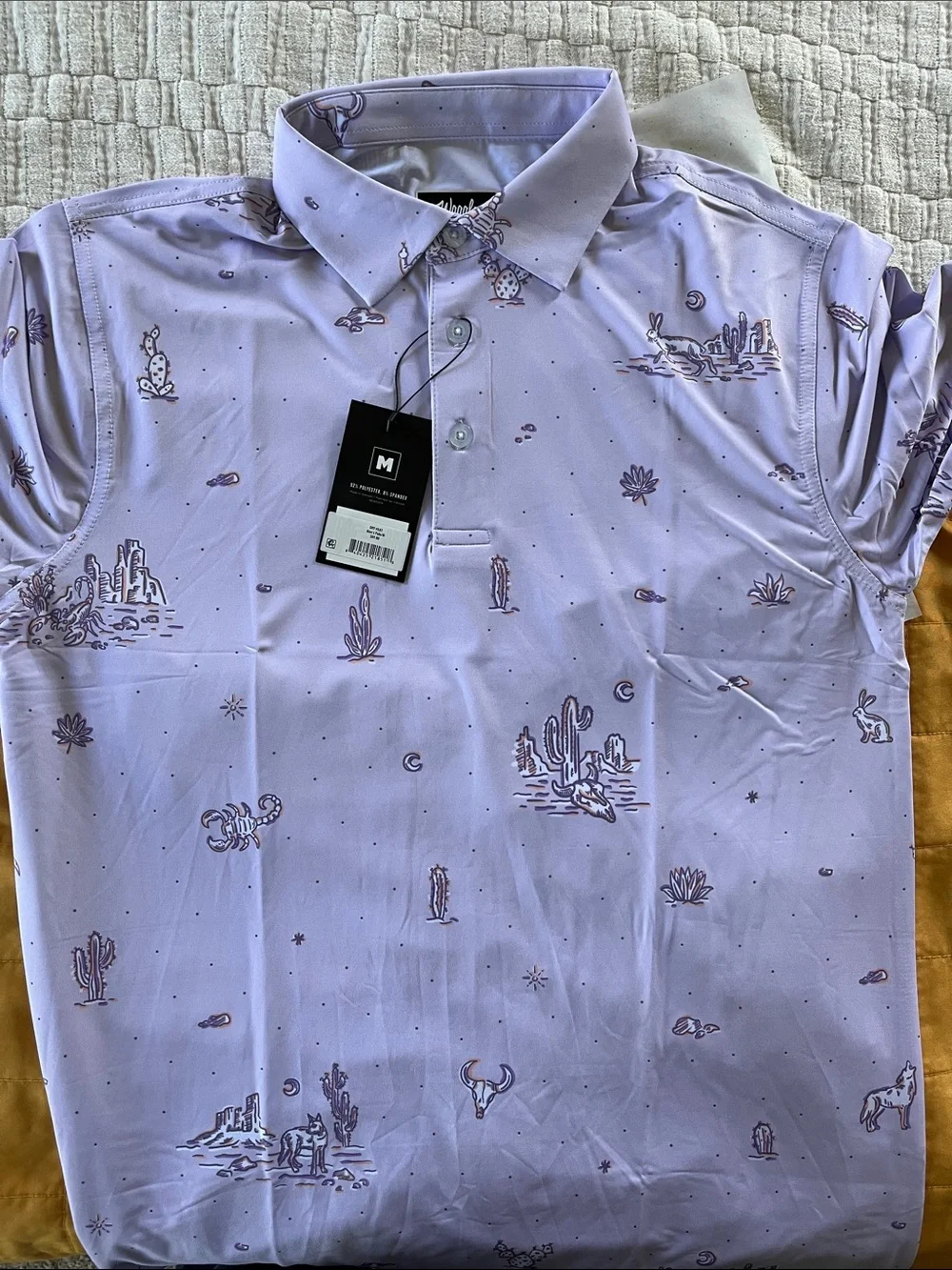 Waggle Golf Men's Lavender Desert-Print Polo Shirt - Picture 1 of 4